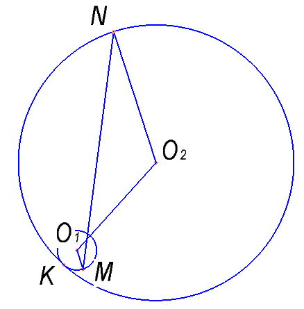 Окружности радиусов 1 и 15 с центрами O1 и O2 соответственно касаются внутренним образом в точке K, MO1 и NO2 — параллельные радиусы этих окружностей, причём угол MO1O2  равен 120°. Найдите MN.