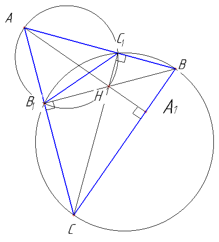 Высоты BB1 и CC1 остроугольного треугольника ABC пересекаются в точке H. а) Докажите, что  ∠AHB1 = ∠ACB. б) Найдите BC, если AH=8​\( \sqrt{3} \)​ и ∠BAC=60°.