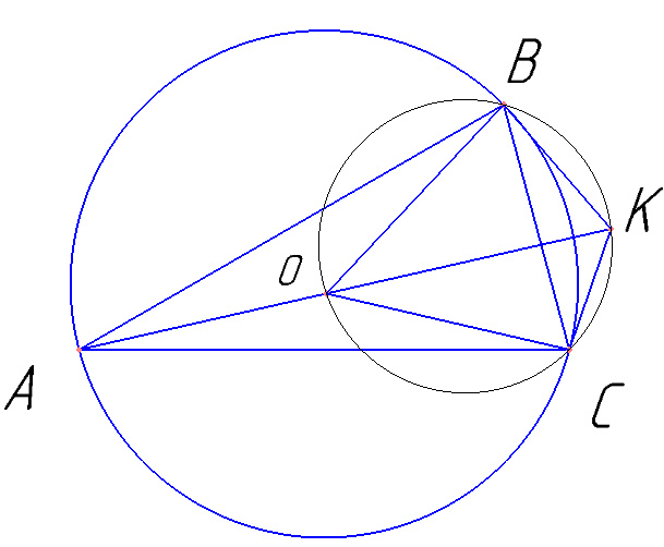 Около остроугольного треугольника АВС описана окружность с центром О. На продолжении отрезка АО за точку О отмечена точка К, так что ∠ВАС+∠АКС=90° а) Докажите, что четырехугольник ОВКС – вписанный. б) Найдите радиус окружности, описанной около четырёхугольника OBKC, если cos ∠ВАС =3/5, а  ВС=48.