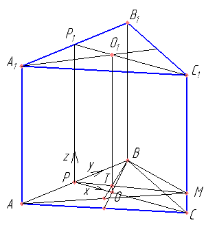 В правильной треугольной призме ABCA1B1C1  сторона AB основания равна 8, а боковое ребро AA1 равно 7. На ребре CC1 отмечена точка M, причем CM=1. а) Точки O и O1 центры окружностей, описанных около треугольников ABC и A1B1C1 соответственно. Докажите, что прямая OO1 содержит точку пересечения медиан треугольника ABM. б) Найдите расстояние от точки A1 до плоскости ABM.