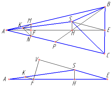 В правильной треугольной пирамиде SABC сторона AB основания равна 12, а высота пирамиды равна 1. На рёбрах AB, AC и AS отмечены точки M, N и K соответственно, причём AM=AN=3 и AK=​\( \frac{7}{4} \)​. а) Докажите, что плоскости MNK и SBC параллельны. б) Найдите расстояние от точки M до плоскости SBC.