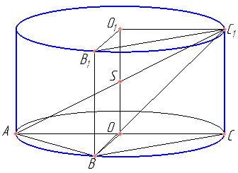 В цилиндре образующая перпендикулярна плоскости основания. На окружности одного из оснований цилиндра выбраны точки A и B, а на окружности другого основания — точки B1 и C1, причём BB1 — образующая цилиндра, а отрезок AC1 пересекает ось цилиндра. а) Докажите, что угол ABC1 прямой. б) Найдите площадь боковой поверхности цилиндра, если AB=20, BB1=15, B1C1=21.