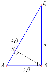 В цилиндре образующая перпендикулярна плоскости основания. На окружности одного из оснований цилиндра выбраны точки A, B и C, а на окружности другого основания — точка C1, причём CC1 — образующая цилиндра, а AC — диаметр основания. Известно, что ∠ACB=45°, AB=​\( 2\sqrt{3} \)​, CC1=​\( 2\sqrt{6} \)​. а) Докажите, что угол между прямыми AC1 и BC равен 60°. б) Найдите расстояние от точки B до прямой AC1